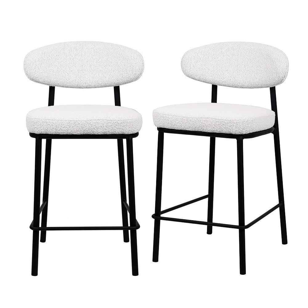 rode-lote-de-2-taburetes-de-bar-de-tela-boucle-madera-y-metal-altura-65-cm__Beige jaspeado Imagen