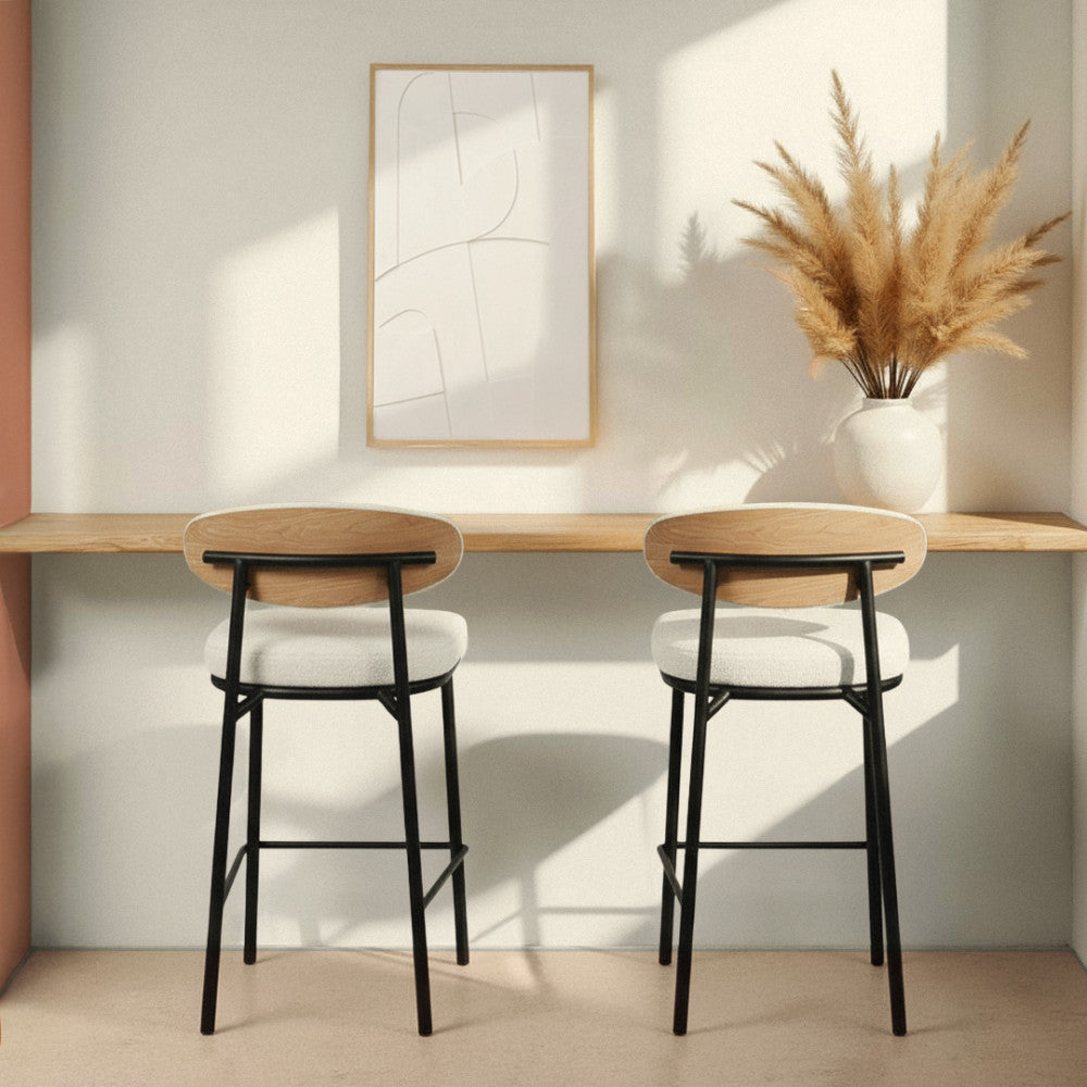 rode-lote-de-2-taburetes-de-bar-de-tela-boucle-madera-y-metal-altura-65-cm__Beige jaspeado