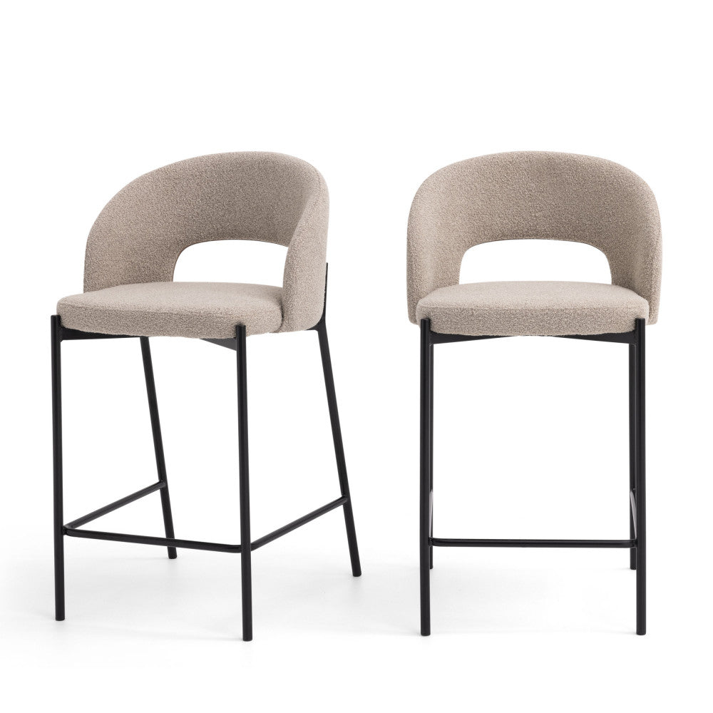 soren-lote-de-2-sillas-de-bar-de-tela-rizada-y-metal-alt-65cm__Beige moteado