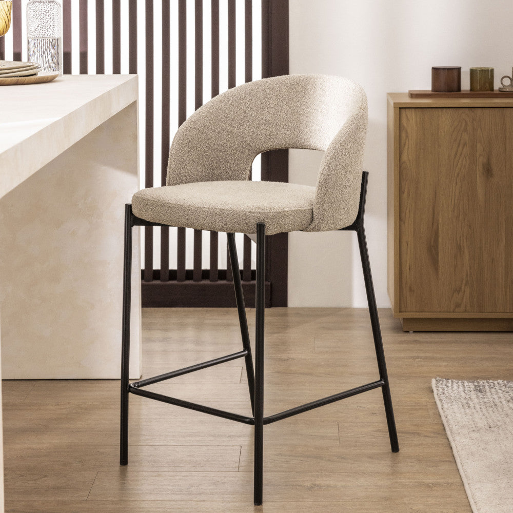 soren-lote-de-2-sillas-de-bar-de-tela-rizada-y-metal-alt-65cm__Beige moteado