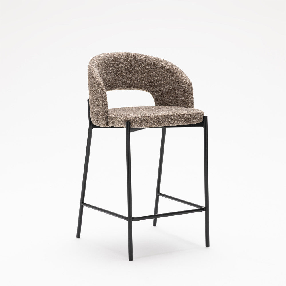 soren-lote-de-2-taburetes-de-bar-de-tela-y-metal-h65cm__Marrón chiné
