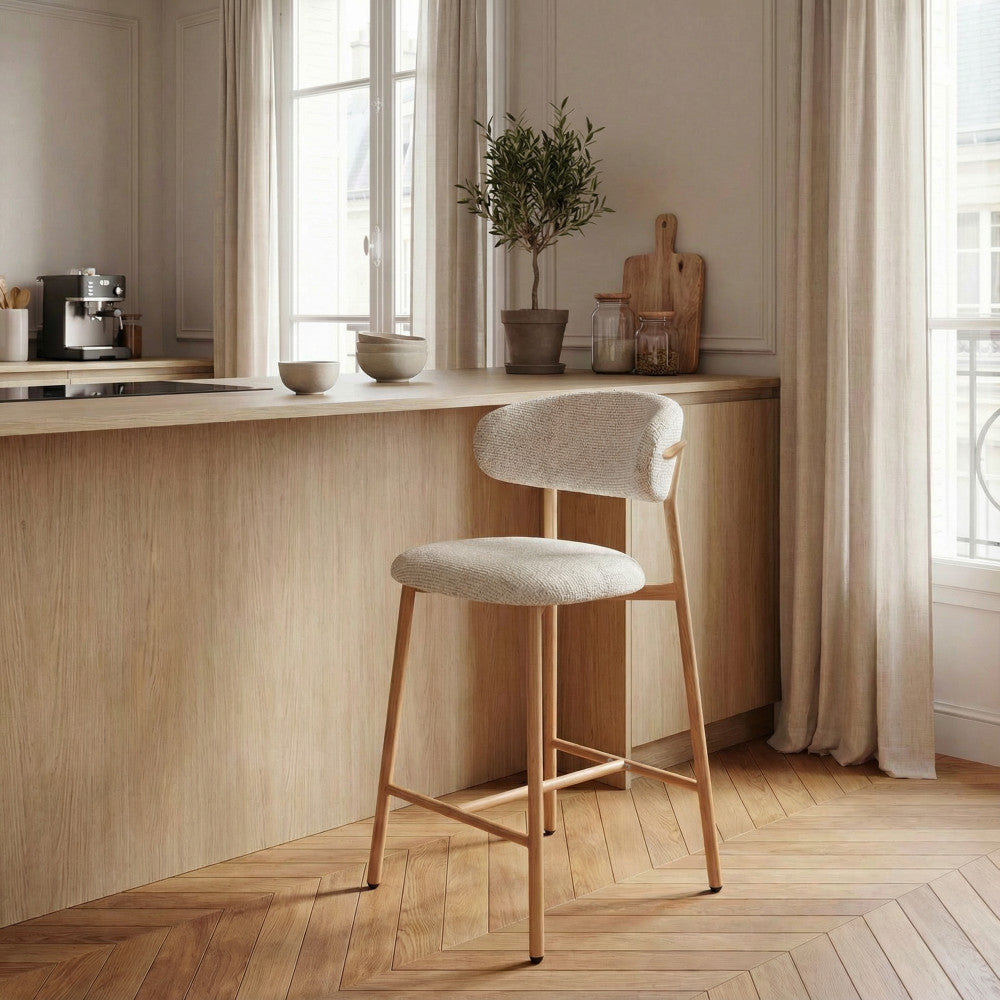 draco-juego-de-2-taburetes-de-bar-de-tela-con-patas-efecto-madera-clara-h65cm__Beige moteado