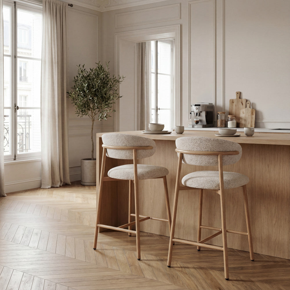 draco-juego-de-2-taburetes-de-bar-de-tela-con-patas-efecto-madera-clara-h65cm__Beige moteado