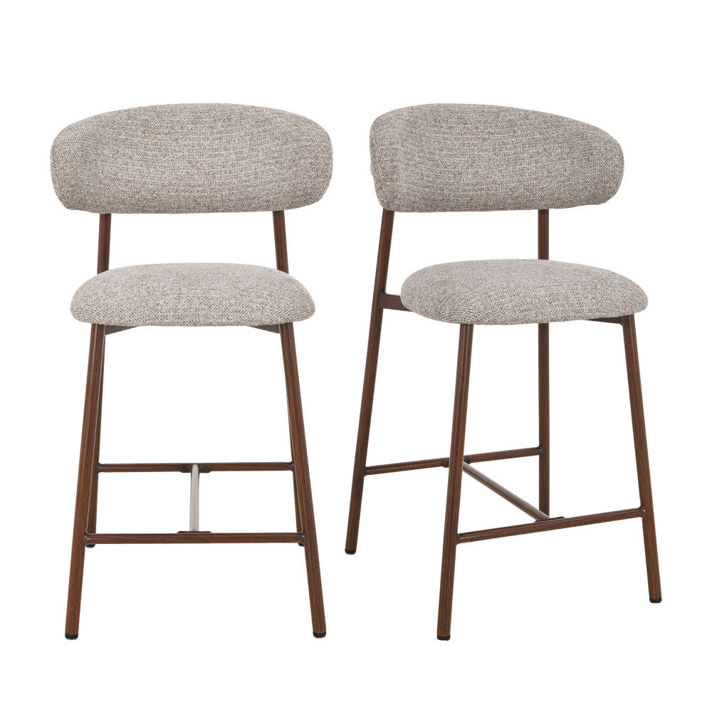 draco-lote-de-2-taburetes-de-bar-de-tela-y-metal-h65-cm__Marrón chiné