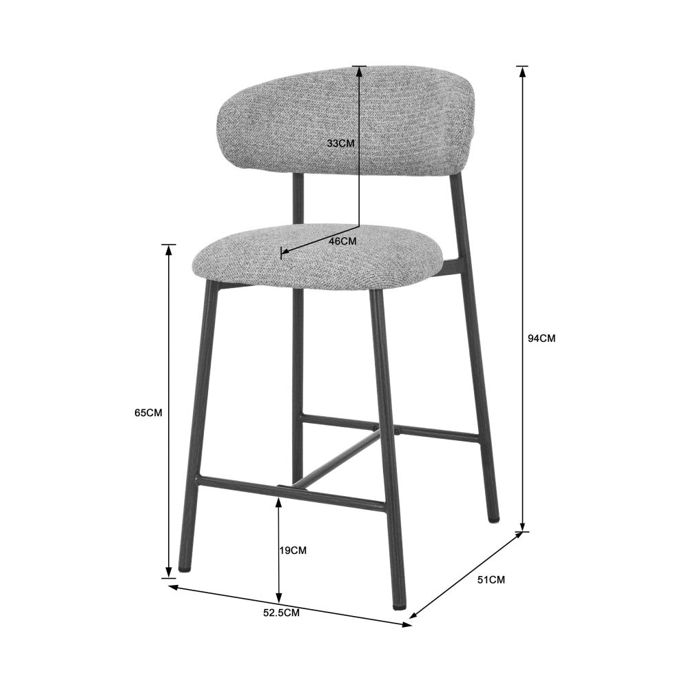 draco-lote-de-2-taburetes-de-bar-de-tela-y-metal-h65-cm__Marrón chiné