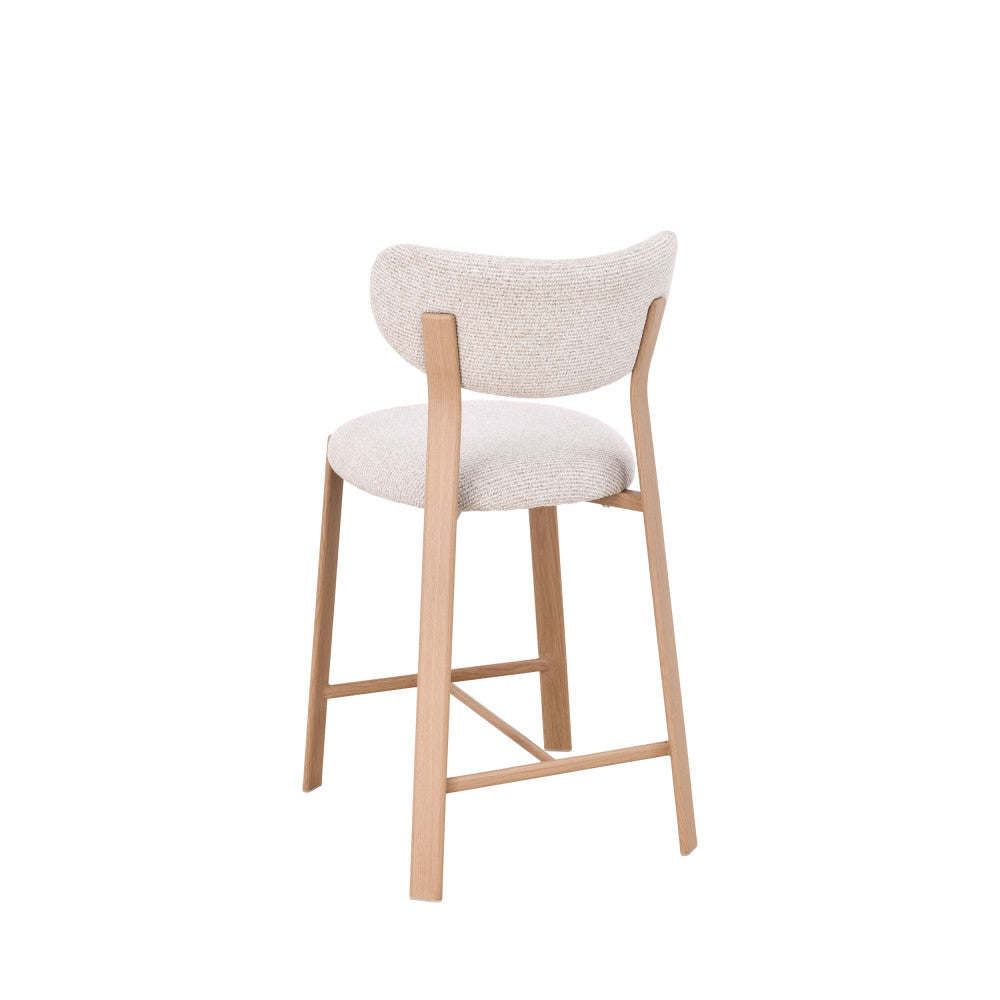 lunara-lote-de-2-taburetes-de-bar-de-tela-con-base-efecto-madera-clara-h65cm__Beige moteado
