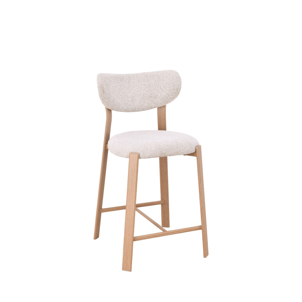 lunara-lote-de-2-taburetes-de-bar-de-tela-con-base-efecto-madera-clara-h65cm__Beige moteado
