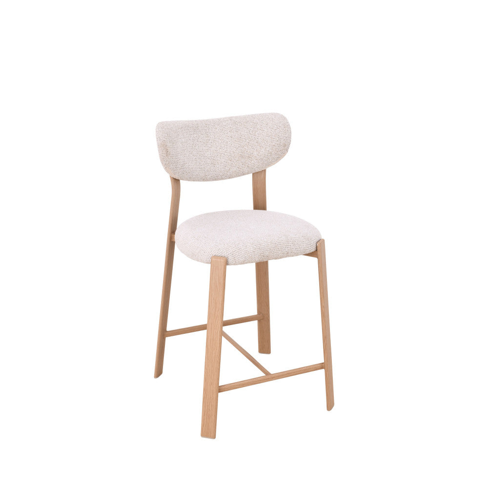 lunara-lote-de-2-taburetes-de-bar-de-tela-con-base-efecto-madera-clara-h65cm__Beige moteado