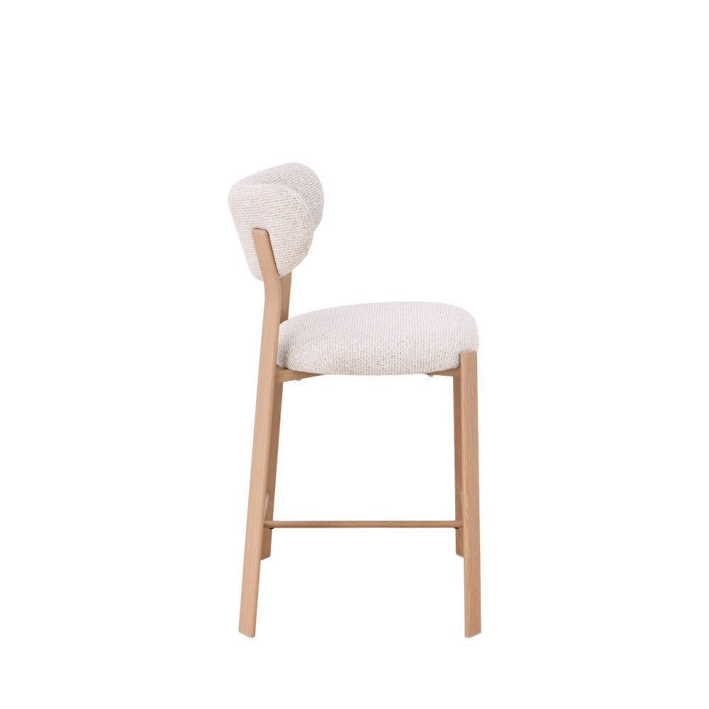 lunara-lote-de-2-taburetes-de-bar-de-tela-con-base-efecto-madera-clara-h65cm__Beige moteado