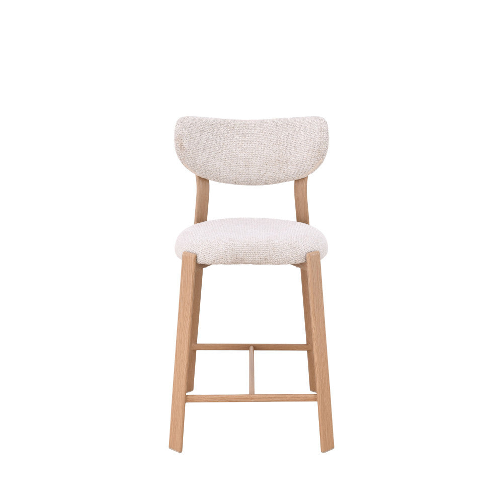 lunara-lote-de-2-taburetes-de-bar-de-tela-con-base-efecto-madera-clara-h65cm__Beige moteado