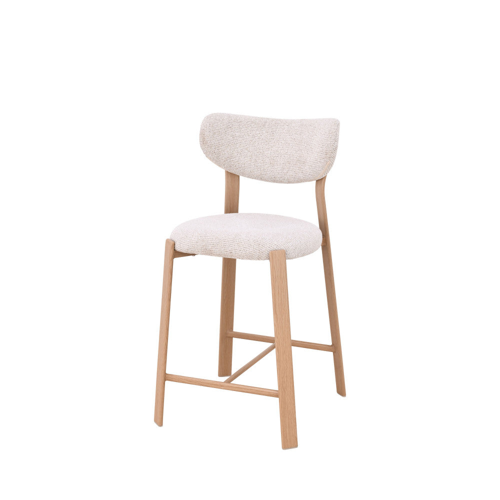 lunara-lote-de-2-taburetes-de-bar-de-tela-con-base-efecto-madera-clara-h65cm__Beige moteado