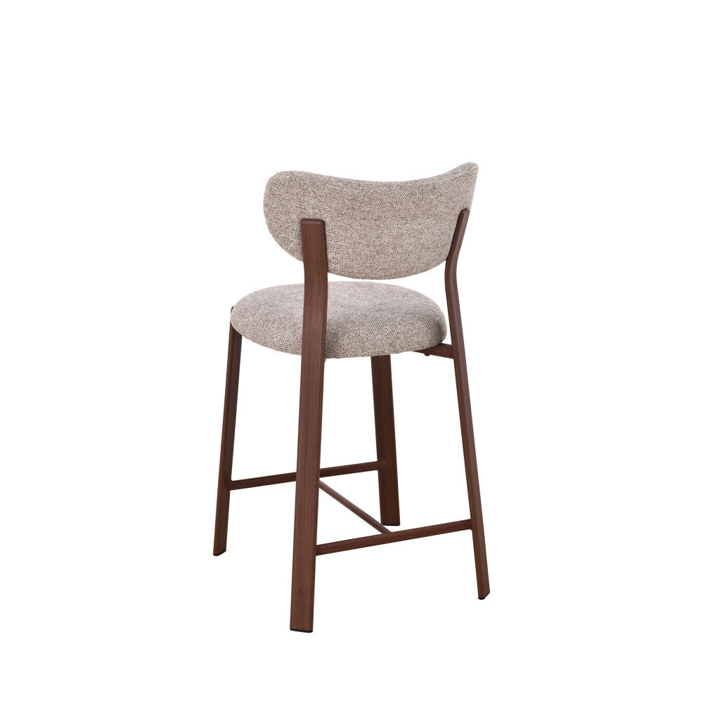 lunara-lote-de-2-taburetes-de-bar-de-tela-con-patas-efecto-madera-oscura-h65cm__Marrón chiné