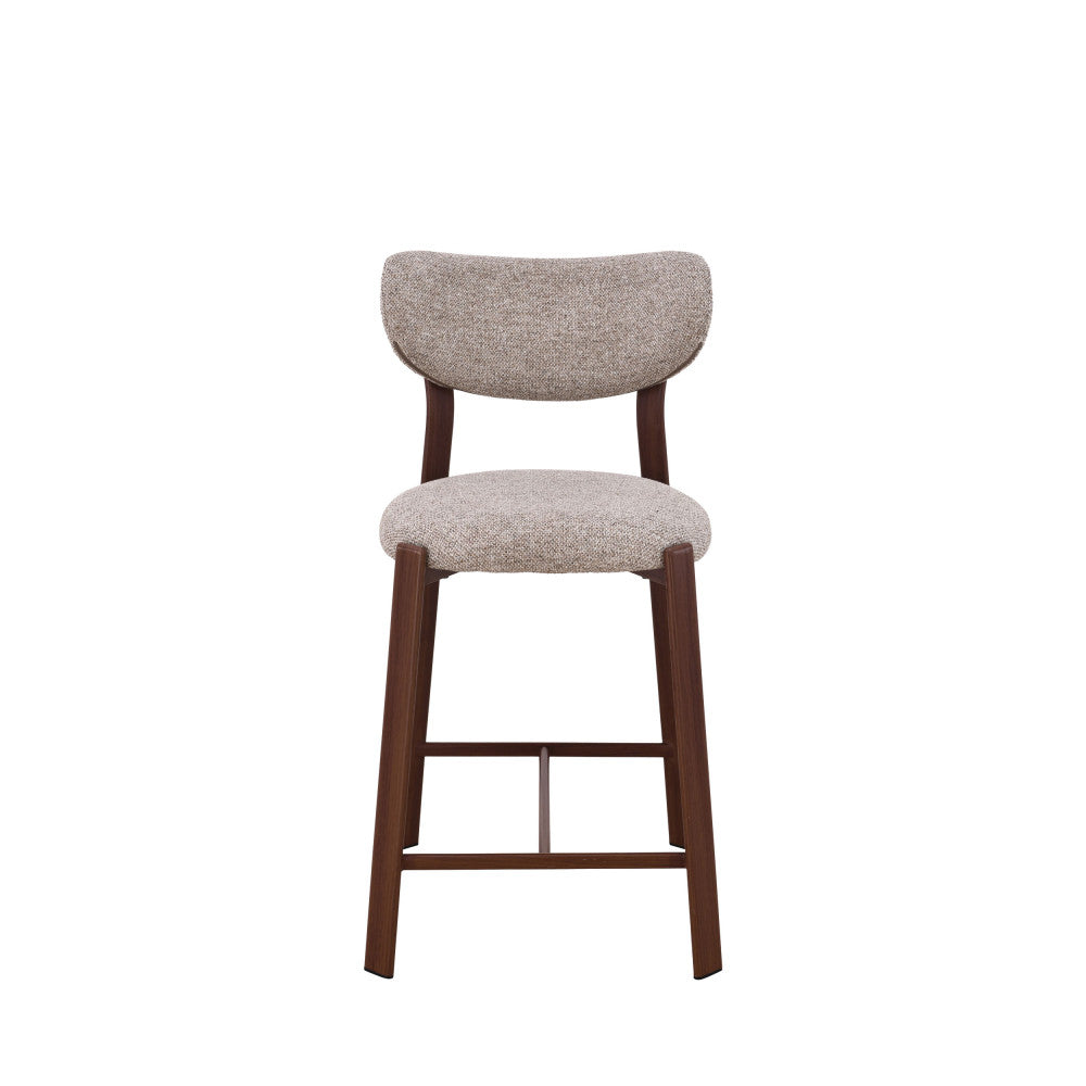 lunara-lote-de-2-taburetes-de-bar-de-tela-con-patas-efecto-madera-oscura-h65cm__Marrón chiné
