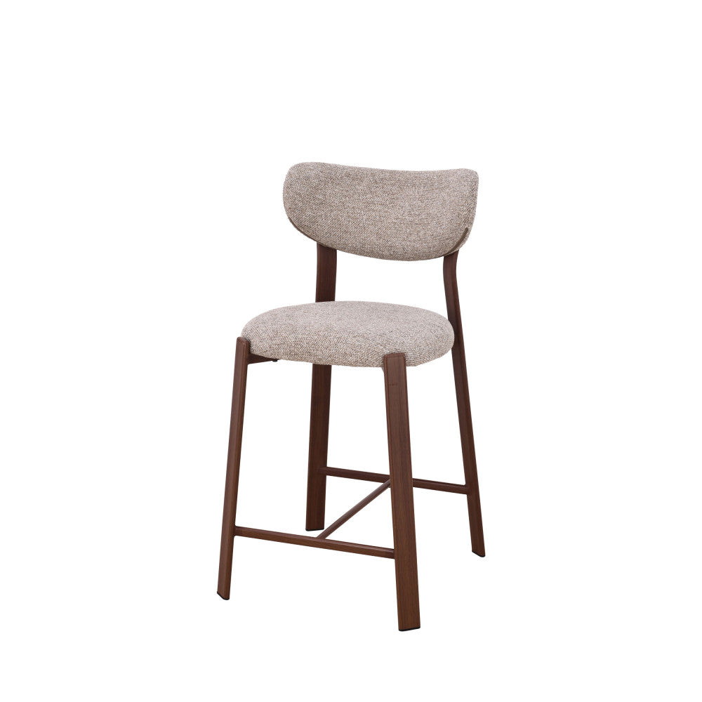 lunara-lote-de-2-taburetes-de-bar-de-tela-con-patas-efecto-madera-oscura-h65cm__Marrón chiné