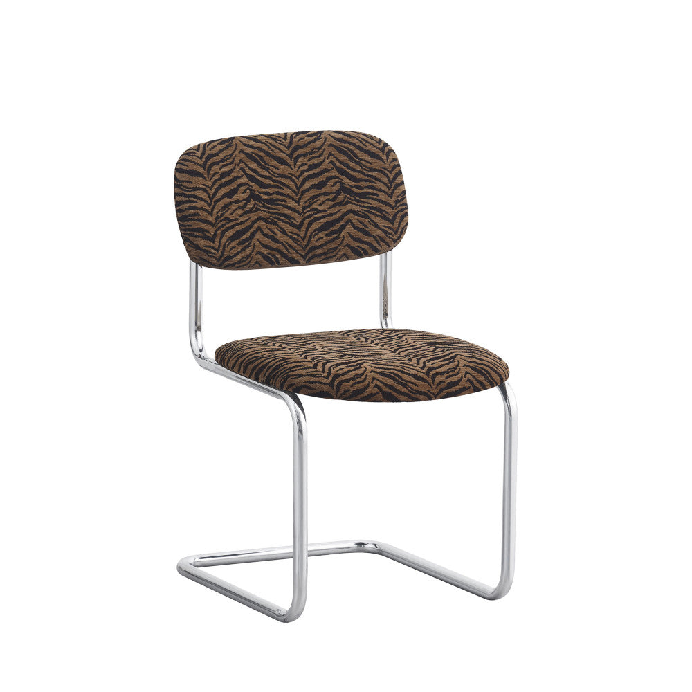 marcel-juego-de-2-sillas-con-estampado-de-tigre-y-patas-cromadas__Castaño
