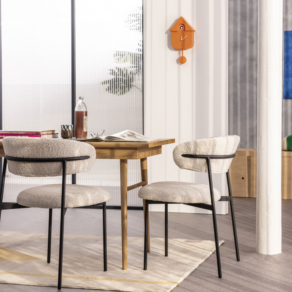 ester-lote-de-2-sillas-de-tela-rizada-y-metal__Beige jaspeado