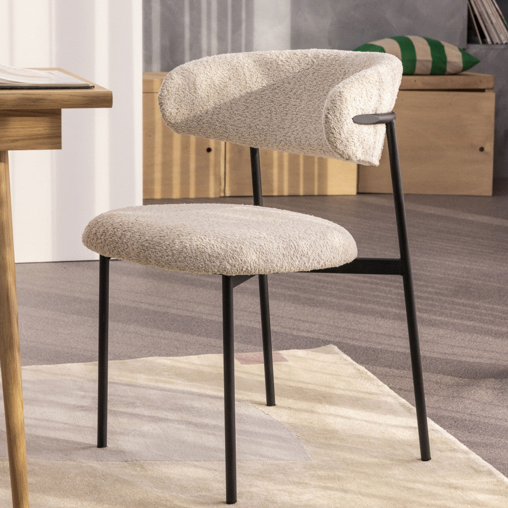 ester-lote-de-2-sillas-de-tela-rizada-y-metal__Beige jaspeado