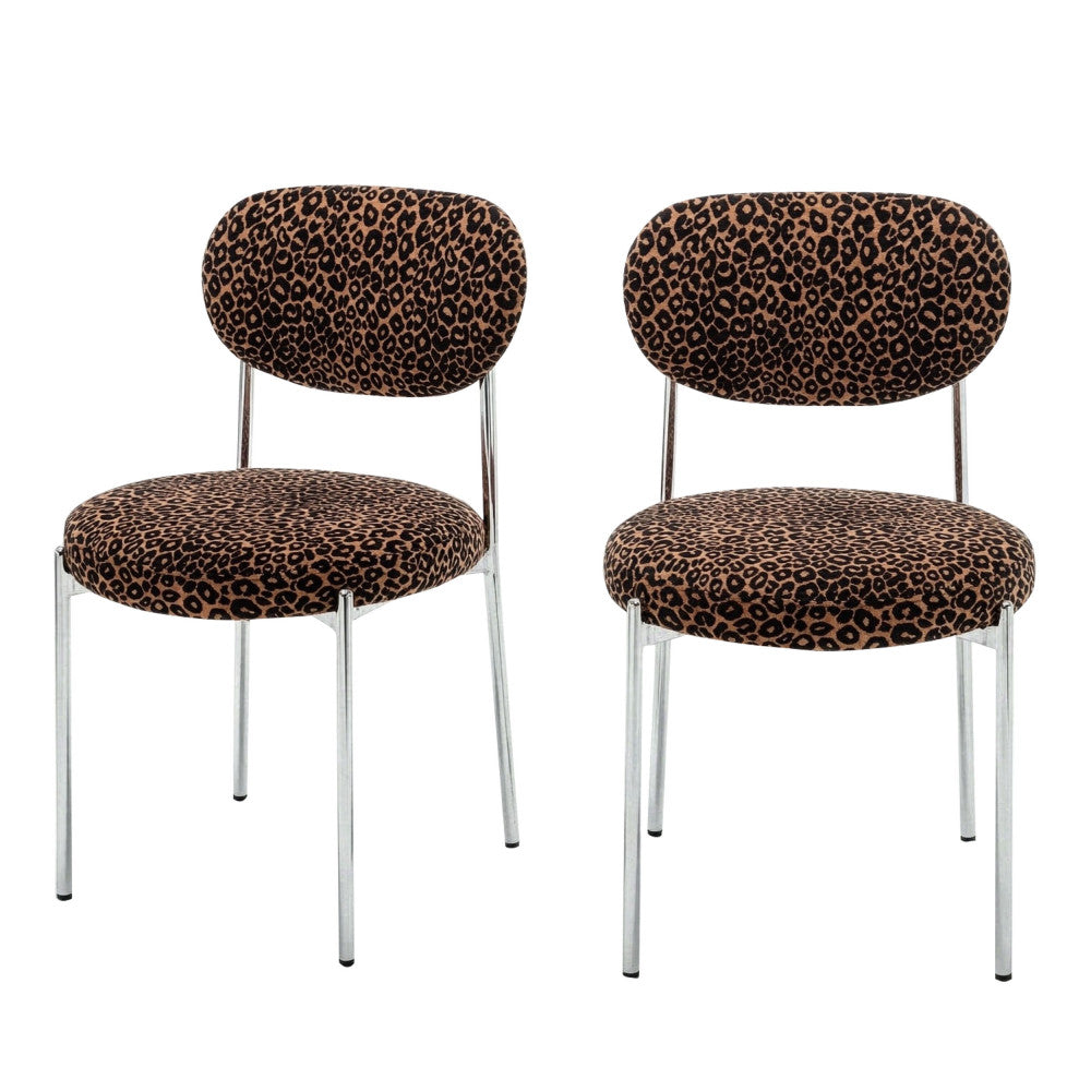 kyoto-lote-de-2-sillas-de-tela-estampado-de-leopardo-con-patas-cromadas__Castaño