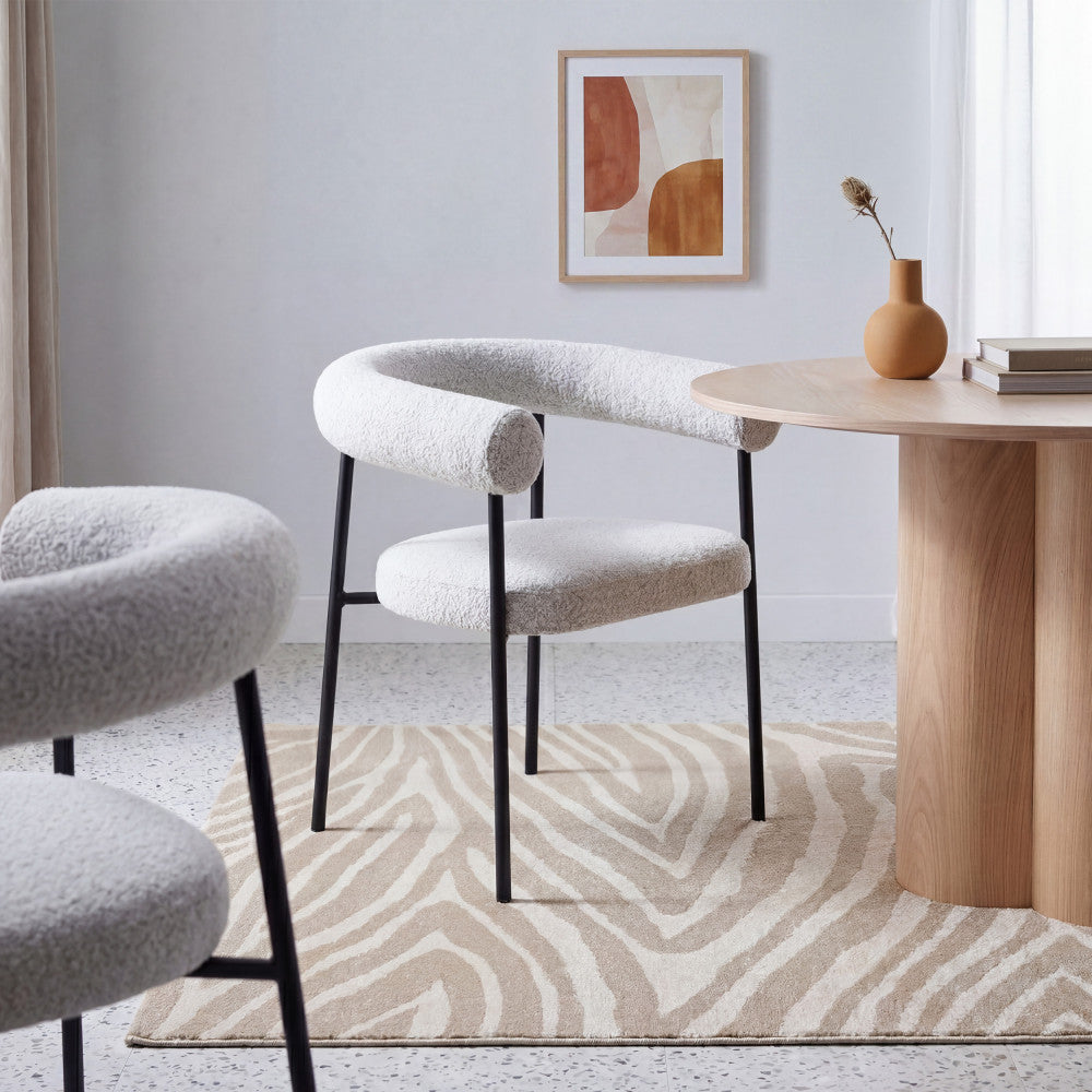 olympe-lote-de-2-sillones-de-mesa-en-tela-boucle-y-metal__Beige jaspeado
