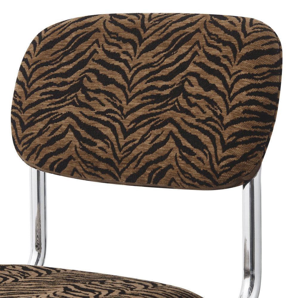 marcel-lote-de-2-taburetes-de-bar-con-estampado-de-tigre-y-patas-cromadas-h65cm__Castaño