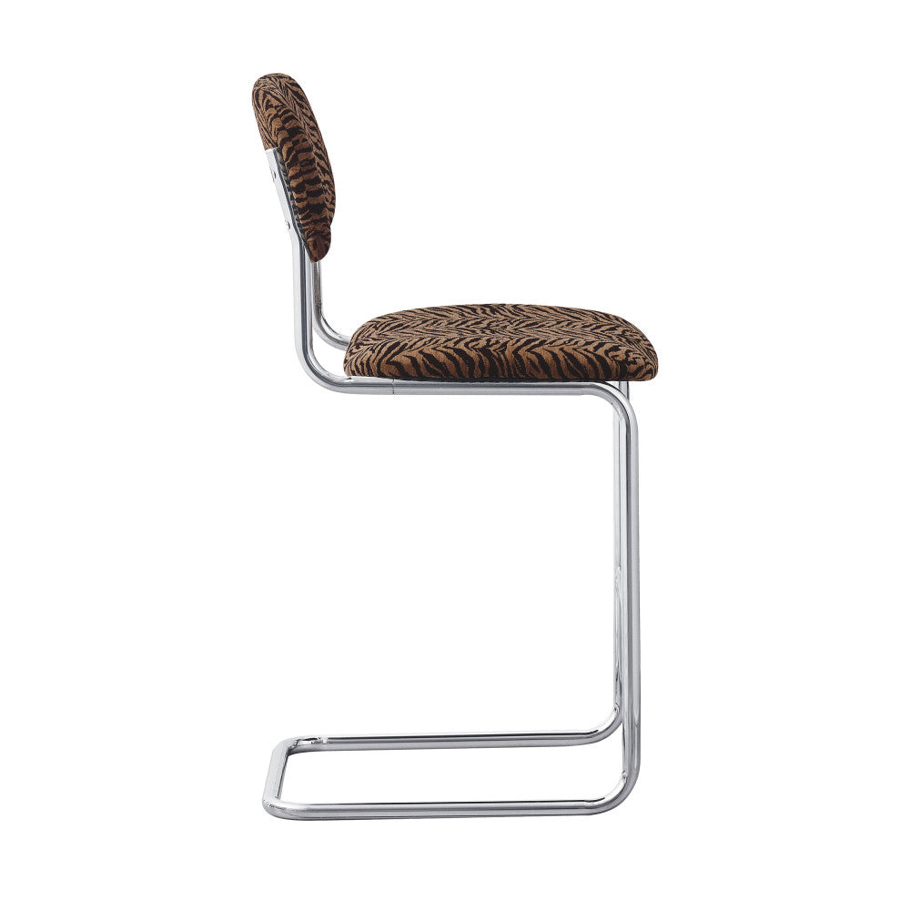 marcel-lote-de-2-taburetes-de-bar-con-estampado-de-tigre-y-patas-cromadas-h65cm__Castaño