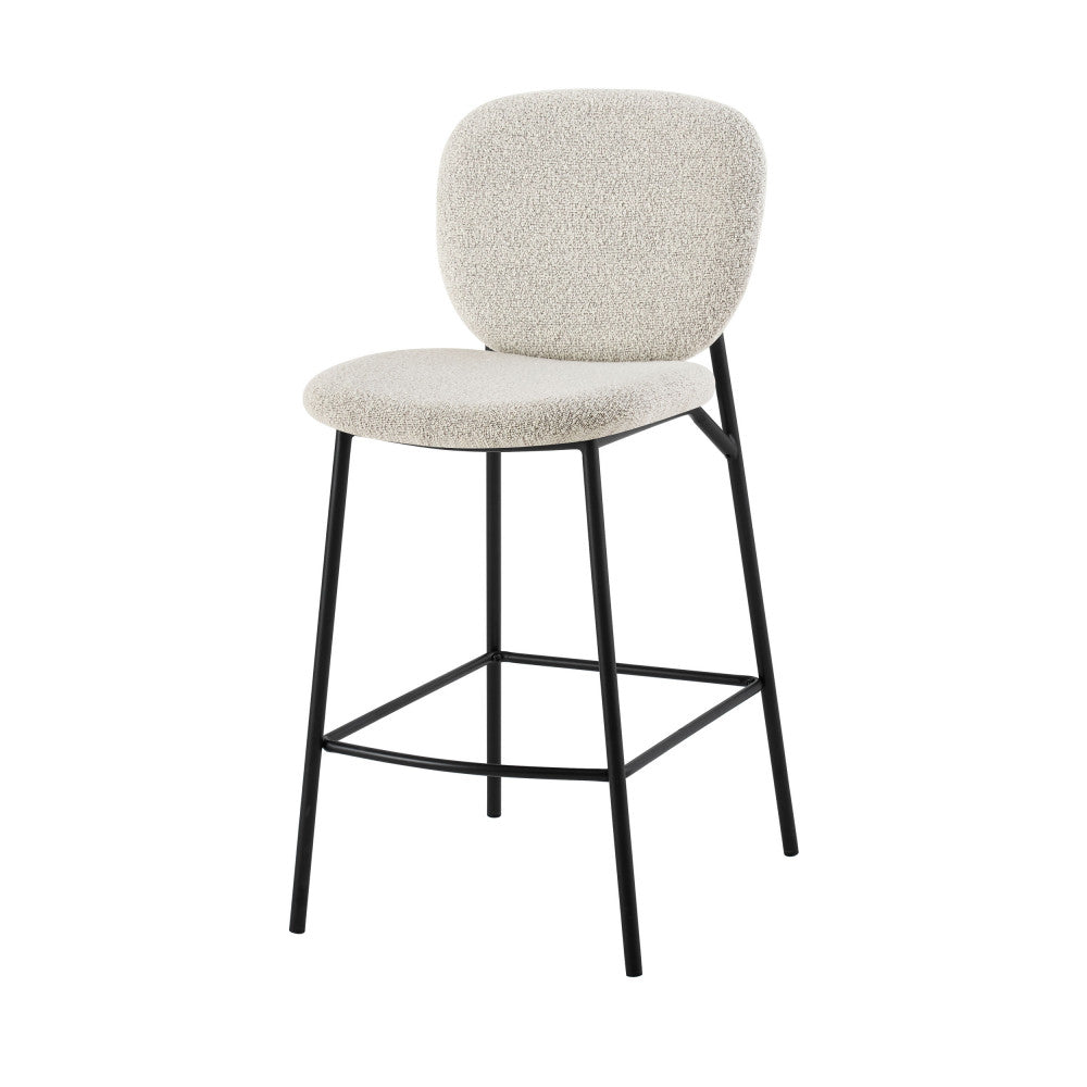dalby-lote-de-2-taburetes-de-bar-de-tela-boucle-y-metal-h65cm__Beige jaspeado
