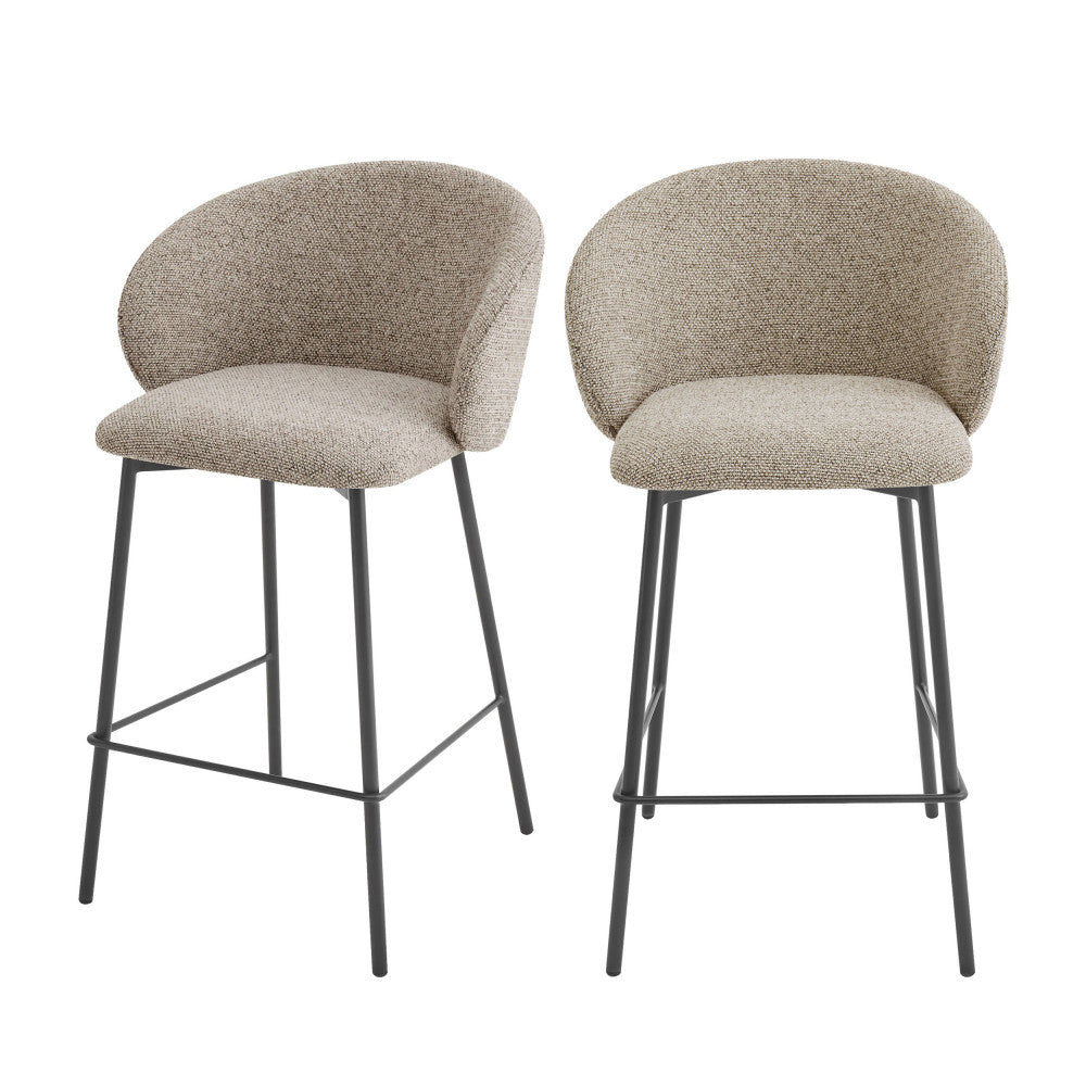 valom-lote-de-2-taburetes-de-bar-de-tela-y-metal-h66cm__Marrón chiné