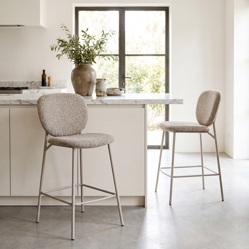 dalby-lote-de-2-taburetes-de-bar-de-tela-con-patas-beige-altura-65-cm__Marrón chiné