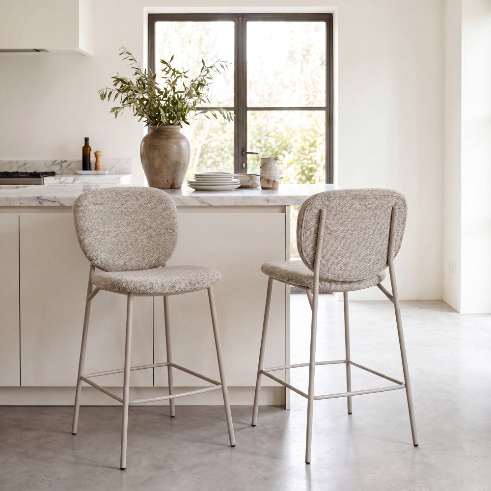 dalby-lote-de-2-taburetes-de-bar-de-tela-con-patas-beige-altura-65-cm__Marrón chiné