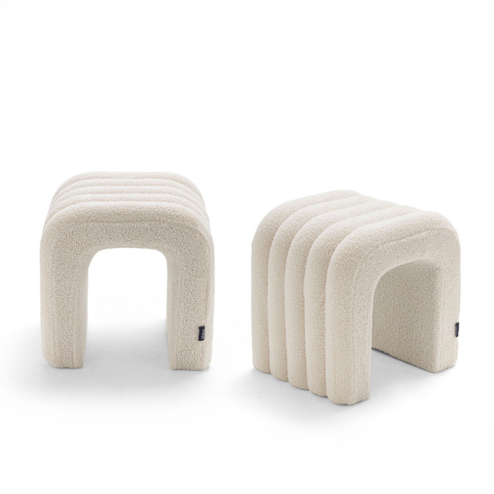 mui-lote-de-2-taburetes-acolchados-en-tela-boucle__Blanco Imagen