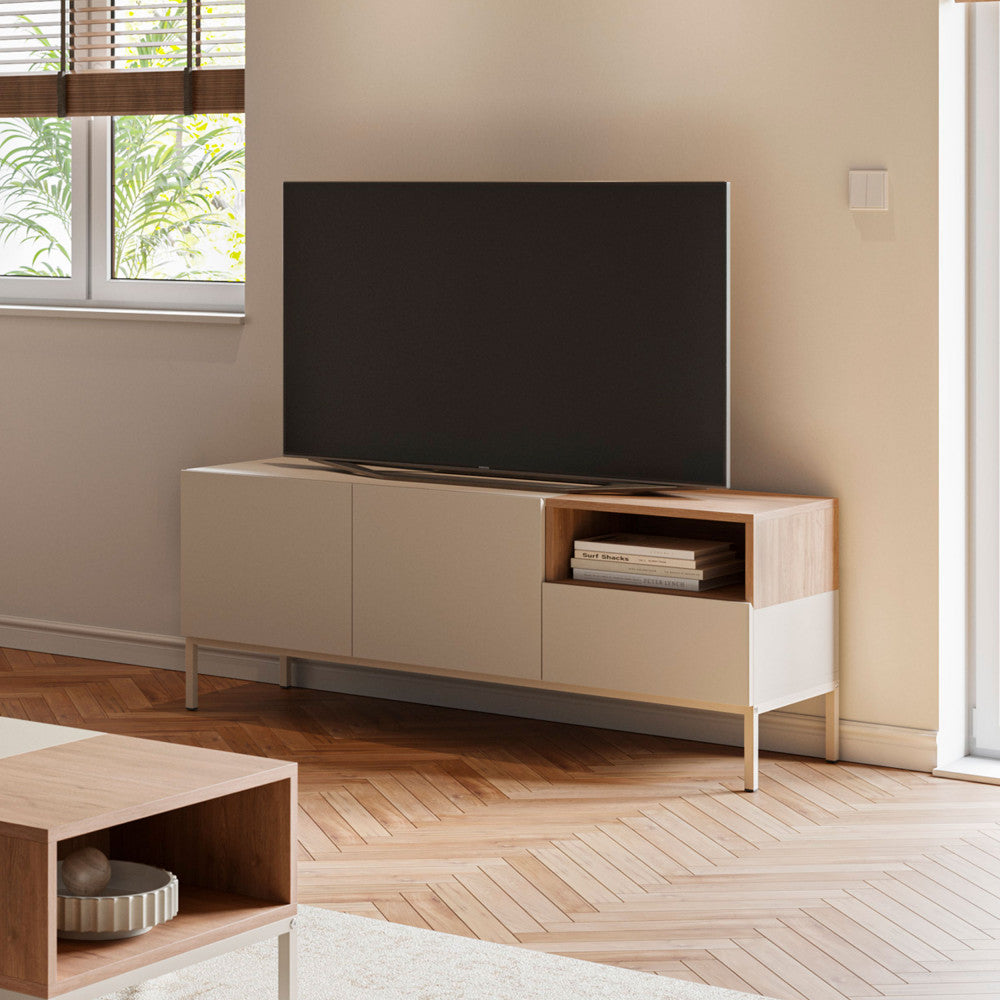 quenor-mueble-de-tv-2-puertas-1-cajon-de-madera-y-metal-l140cm__Beige