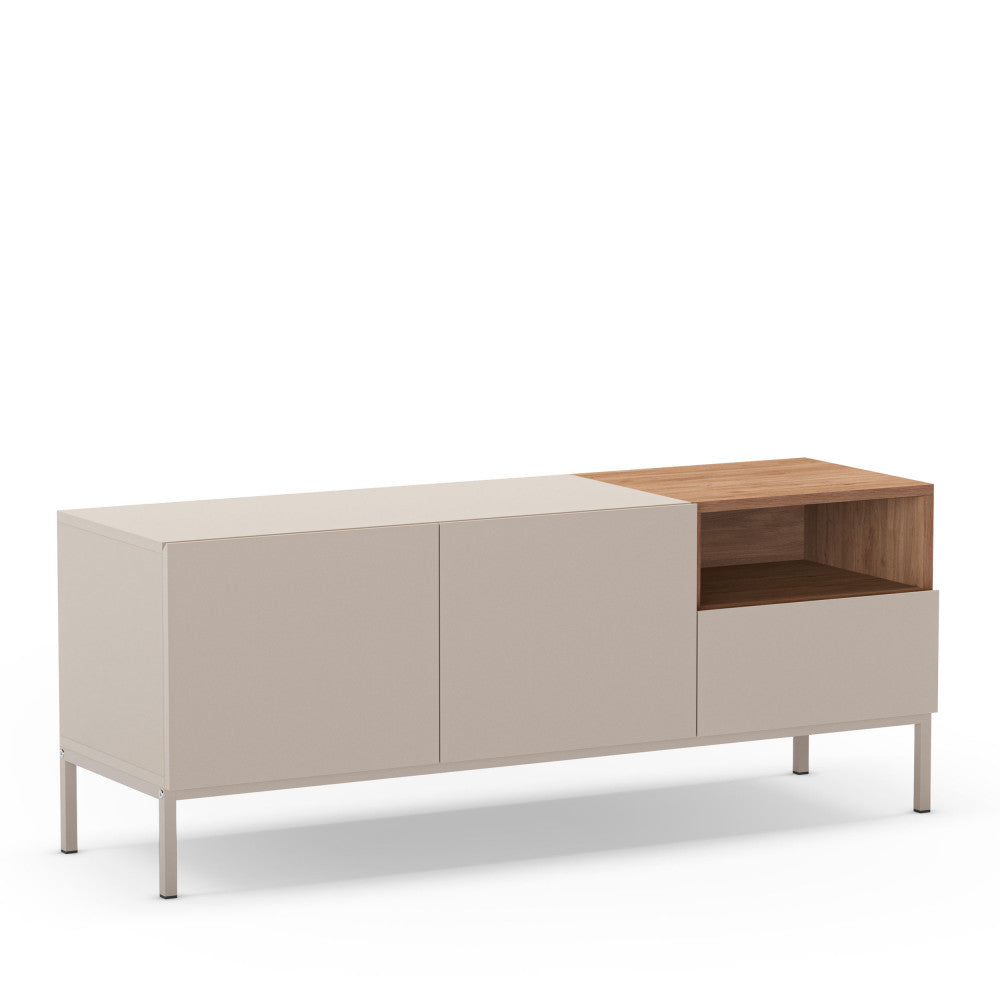 quenor-mueble-de-tv-2-puertas-1-cajon-de-madera-y-metal-l140cm__Beige