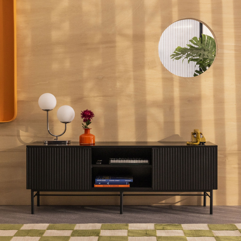 molly-mueble-de-tv-de-2-puertas-2-estantes-de-madera-y-metal-l150cm__Negro