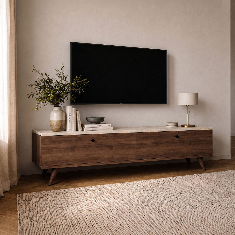 yara-mueble-tv-2-puertas-con-encimera-efecto-travertino-y-madera-l160cm__Madera oscura