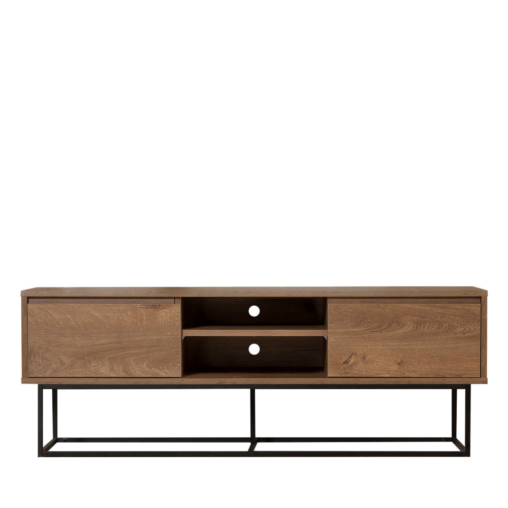 roa-mueble-tv-de-2-cajones-en-madera-y-metal-l140cm__Madera oscura