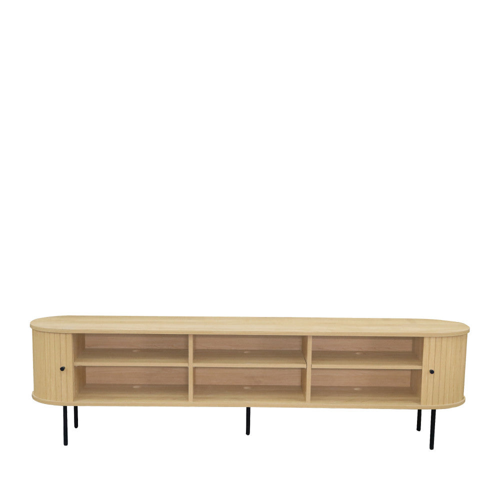 lucie-mueble-de-tv-con-puertas-correderas-de-madera-y-metal-l200cm__Madera clara