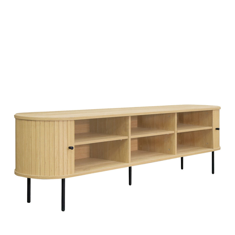 lucie-mueble-de-tv-con-puertas-correderas-de-madera-y-metal-l200cm__Madera clara