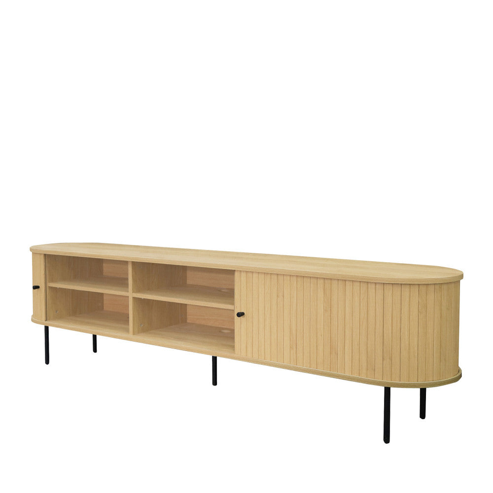 lucie-mueble-de-tv-con-puertas-correderas-de-madera-y-metal-l200cm__Madera clara