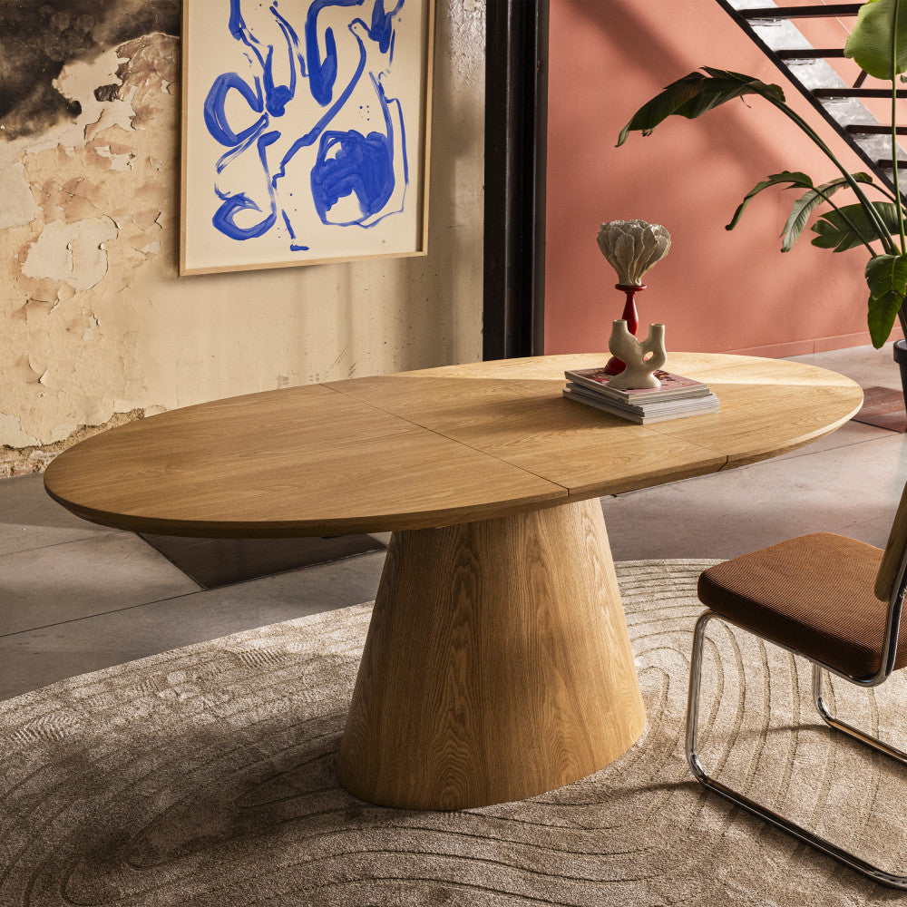 cami-mesa-de-comedor-extensible-ovalada-de-madera-para-6-a-8-personas__Madera clara