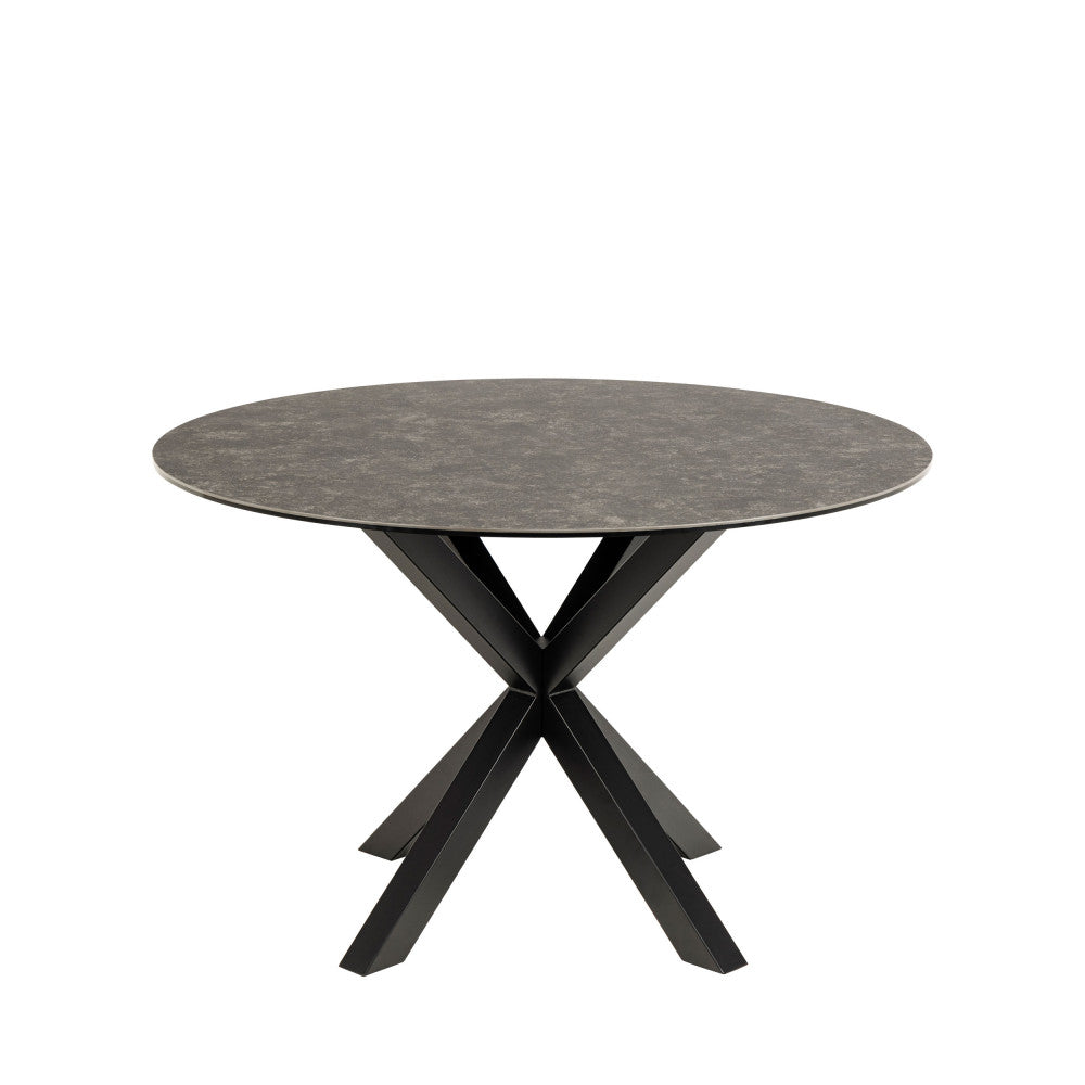 eurame-mesa-de-comedor-redonda-de-4-plazas-en-ceramica-y-metal__Negro Imagen