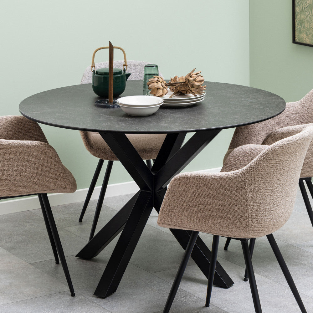eurame-mesa-de-comedor-redonda-de-4-plazas-en-ceramica-y-metal__Negro