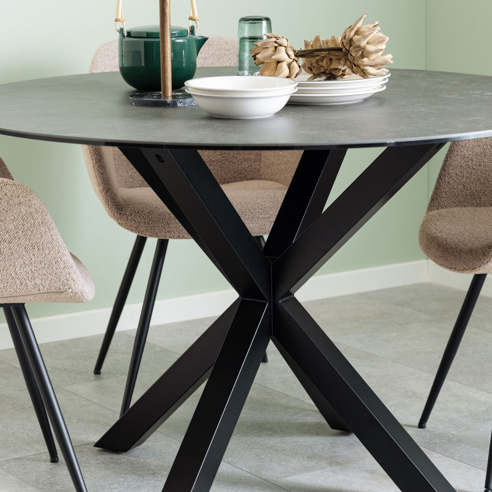 eurame-mesa-de-comedor-redonda-de-4-plazas-en-ceramica-y-metal__Negro