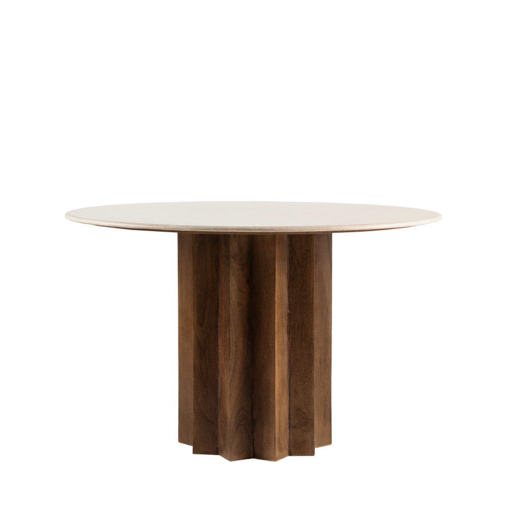 sorong-mesa-de-comedor-redonda-para-4-personas-de-marmol-y-madera-maciza__Marfil blanco Imagen