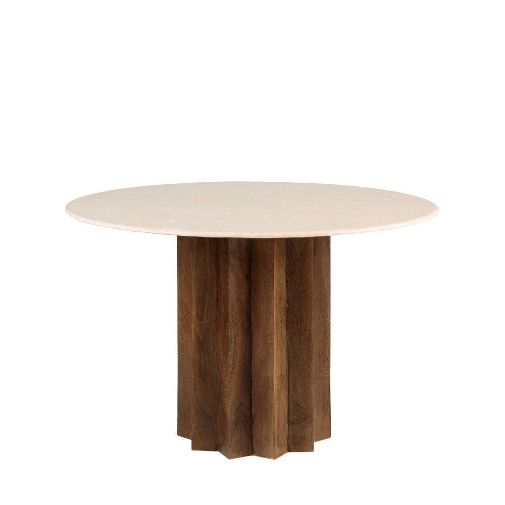 sorong-mesa-de-comedor-redonda-para-4-personas-de-marmol-y-madera-maciza__Marfil blanco
