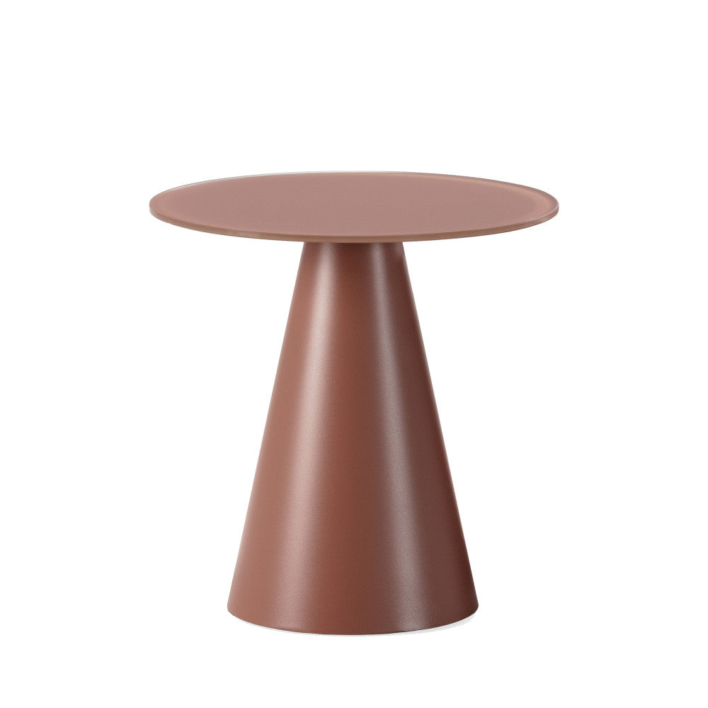 celeste-mesa-auxiliar-redonda-de-vidrio-templado-y-metal-o45cm__Marrón glaseado Imagen
