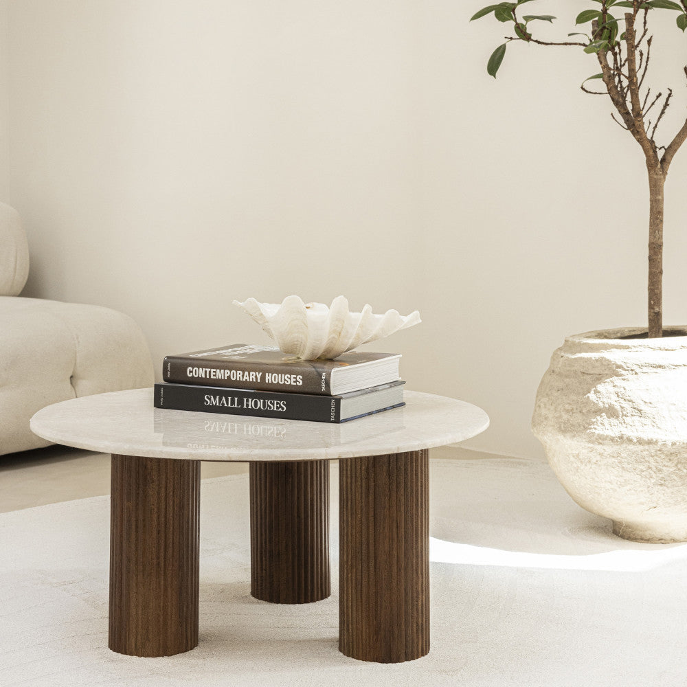 sula-mesa-baja-de-marmol-y-madera-maciza-o80cm__Marfil blanco