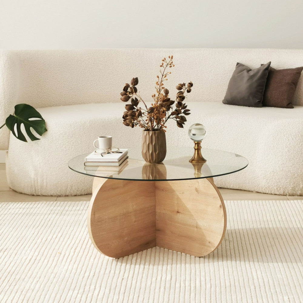 bully-mesa-de-centro-redonda-de-vidrio-templado-y-madera-o75cm__Madera clara