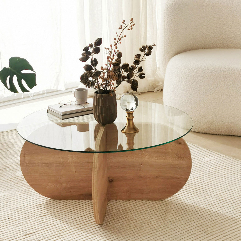 bully-mesa-de-centro-redonda-de-vidrio-templado-y-madera-o75cm__Madera clara