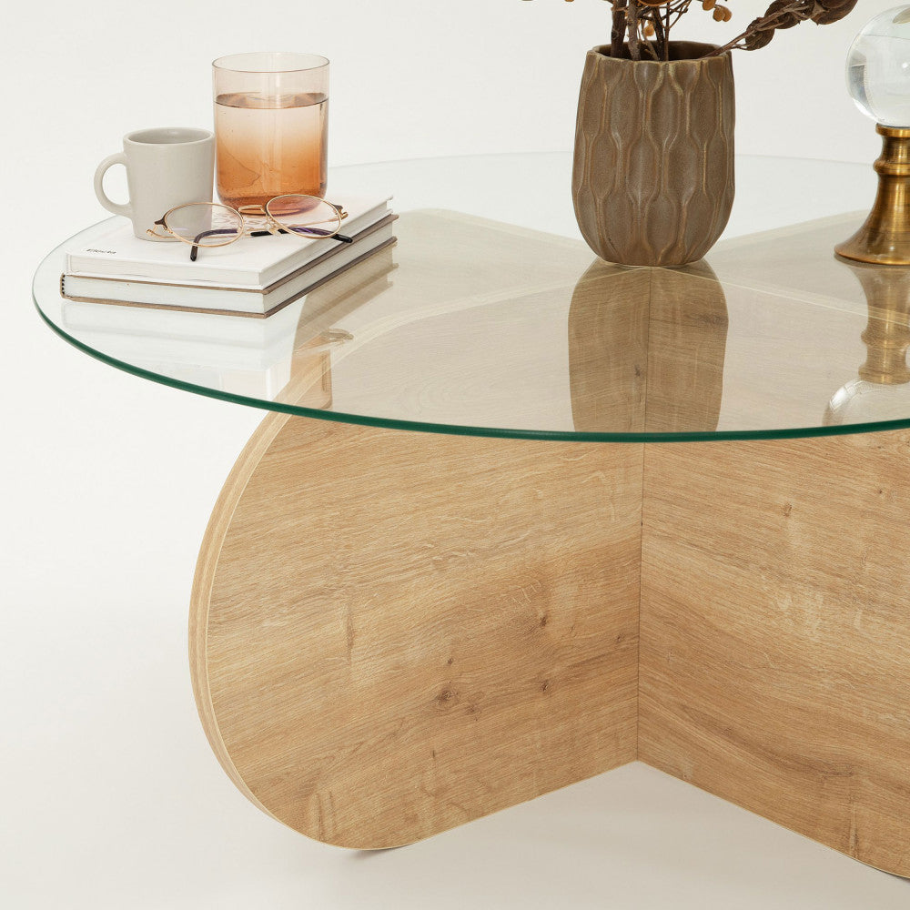 bully-mesa-de-centro-redonda-de-vidrio-templado-y-madera-o75cm__Madera clara