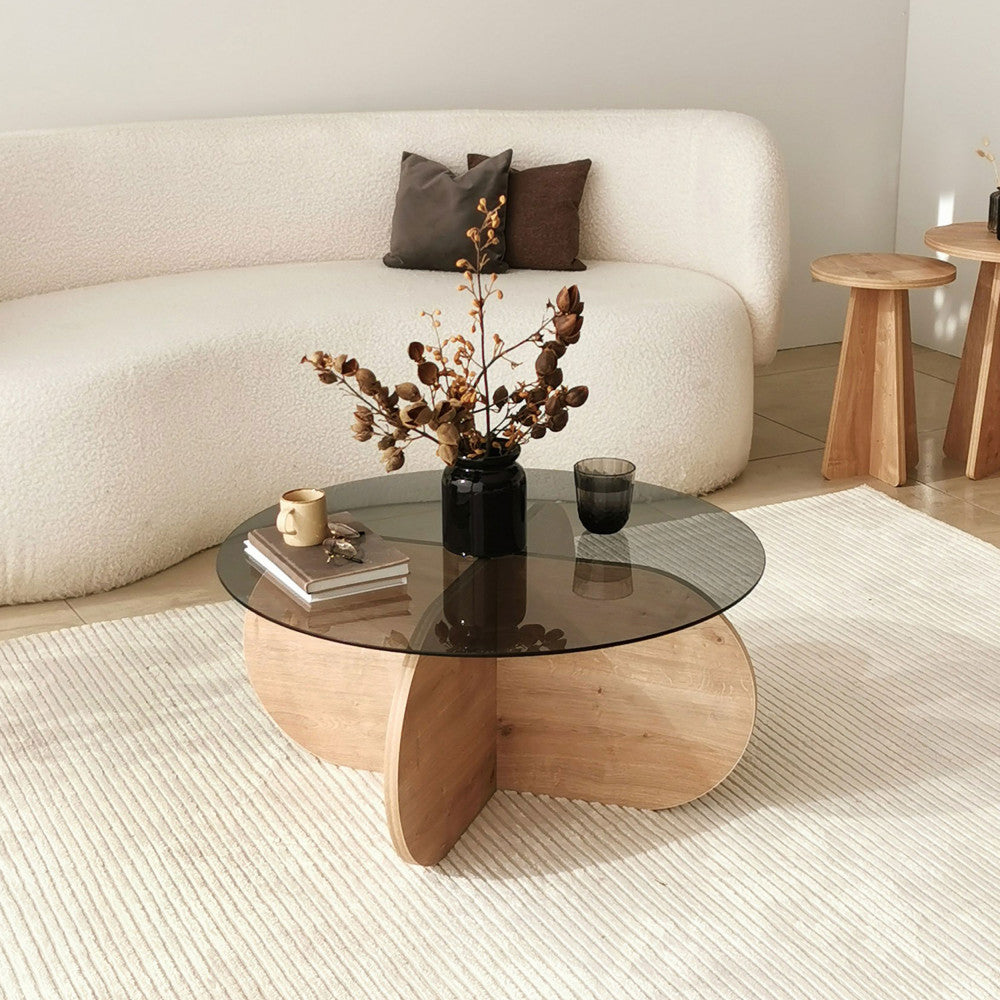 bully-mesa-de-centro-redonda-de-cristal-templado-y-madera-o75cm__Madera clara